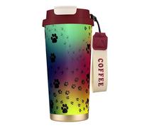 Paw Prints Pattern Double Wall Stainless Steel Vacuum Insulated Travel Mug with Splash-Proof Lid Perfect for Camping & On-The-Go