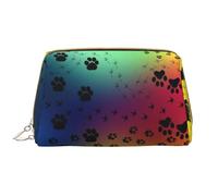 Paw Prints Pattern Leather Hand-Held Zipper Makeup Bag Pen Case Stationery Box Lipstick Pouch Toiletry Bag