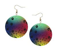 Paw Prints Pattern Leather Round Earrings Daily Accessories Working At Work Women'S Fashion