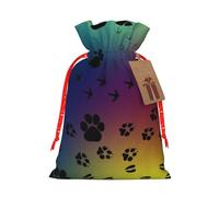 Paw Prints Pattern Print Drawstring Bags Burlap Gifts Bag With Drawstring Gift Bags For Wedding/Party/Festival/Storage