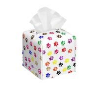 Paw Prints Print Leather Tissue Box Cover - Foldable Organizer Holder - Easy Storage & Decorative Tissue Box Cover