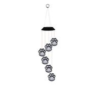 Paw Prints Solar Wind Chimes, Solar Chandelier Outdoor Color Changing Solar Mobile Wind Chimes Hanging Garden Lights, Suitable for Courtyard Garden Decoration, Birthday Gift for Mother and Grandma