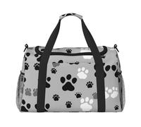 Paw Prints Travel Bag, Weekender Bags For Women Men For Outdoor Adventures, Ideal For Camping And Hiking, Black, One Size