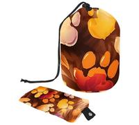 Paw Prints Travel Cosmetic Bags Makeup Bag for Women, Foldable Drawstring Travel Cosmetic Bags, Portable Toiletry Bucket Bag