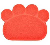 Paw-Shaped Cat Litter Tray Mat,40x30 cm (Scarlet)