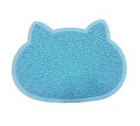 Paw Shaped Cat Puppy Doggy Litter Mat PVC Eco-friendly Pet Feeding Durable Non-slip & Waterproof Mat In Various Shaped (BLUE, CAT HEAD)