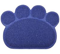Paw-Shaped Large Cat Litter Box Mat,60x45 cm Inches (Navy)
