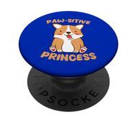 Paw-sitive Princess Cute Corgi Dog Lover PopSockets Adhesive PopGrip