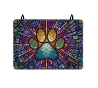 Paw Stove Top Cover for Electric Stove, Artistic Modern Stained Glass Geometric None Blue Washable Flat Top Electric Protector Mat Cabin Kitchen Decor 28x20 Inch