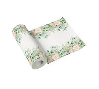 PAW - Tablerunner made of Airlaid (40 cm x 24 m) I Tabledecoration for communion, confirmation, wedding, birthday, garden party, baptism I Tabletape - flowers, leaves I Color: floral moments