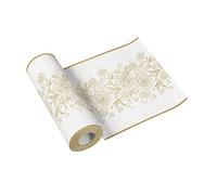 PAW - Tablerunner made of airlaid (40 cm x 24 m) I Tabledecoration for communion, confirmation, wedding, birthday, garden party, baptism I Tabletape - flowers, leaves, gold I Color: rose peonies