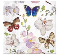 PAW Tissue Paper Napkins 3-Ply for Decoupage 33 x 33 cm (20 Pack) (Orchid) Floral, Multi-Colour