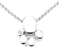 Paw Upside Down Dog Cat Bear Teddy Magnetic Jewellery Pendant Silver with Link Chain with Shimmering Elegant Solitaire Crystals + Chain in Magnetix Retro Design TRX # 1714