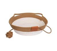 Paw Weave Basket - Cat Bed Organizer With Ears, Woven Pet Nest Storage | Breathable Pad Cushion, Soft Mat Furniture Saver For Kittens Rabbits Small Animals Toys Home Setup Nursery Lounge Sofa Room