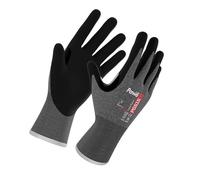 Pawa PG515 Gloves - Cut Level E Safety Gloves with Oil-Resistant Sandy Nitrile Grip - Engineering & Construction Work Gloves - Black - X-Large