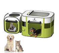 Pawaboo 2-in-1 Pet Playpen for Dog Cat, Portable Puppy Playpen with 600D Oxford, Divisible Pet Tent for Indoor and Outdoor Travel Use of Kitten and Puppy, Foldable Dog Enclosure with Carrying Case