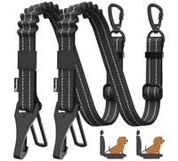 Pawaboo 2Pack Dog Car Seatbelt, 3-in-1 Dog Tether with Buckle & Hook Latch