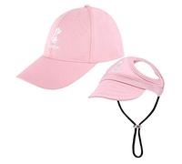 Pawaboo 2PC Owner and Dog Hat Set, Pet's Mom/Dad Baseball Cap Set, Dog Visor Cap Sun Protection Hats with Ear Holes and Adjustable Strap, Family Matching Hats, Pink, Small