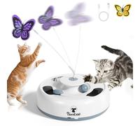 Pawaboo 3-In-1 Automatic Interactive Cat Toy, Electronic Motion Kitten Toy with Fluttering Butterfly Teasers, Track Ball & Random Hide Mouse, USB Rechargeable Cat Teaser Mouse Toys for Indoor Kitties