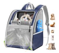 Pawaboo Cat Carrier Backpack, Dog Carrier Backpack with Breathable Mesh, 2023 Upgraded Steel Frame Pet Carriers Puppy Carriers for Travel, Cat Backpacks for Small Dogs Cats, up to 10KG, Indigo