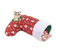 Pawaboo Cat Tunnel Christmas Sock with Bell Balls, Upgraded 2 Way Cat Tunnel Interactive Toy, Pet Xmas Stocking with Crinkle Paper & Strong Spring-steel Frame for Cat Kitten Kitty, Red Christmas Tree