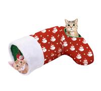 Pawaboo Cat Tunnel Christmas Sock with Bell Balls, Upgraded 2 Way Cat Tunnel Interactive Toy, Pet Xmas Stocking with Crinkle Paper & Strong Spring-steel Frame for Cat Kitten Kitty, Red Snowman