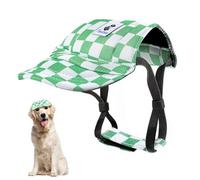 Pawaboo Dog Baseball Cap - Upgraded Elastic Ear Holes - Adjustable Dog Outdoor Sport Sun Protection Baseball Hat Cap Visor Sunbonnet Outfit for Small Medium Large Dogs, XL, White + Green