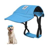 Pawaboo Dog Baseball Cap - Upgraded Elastic Ear Holes - Adjustable Dog Outdoor Sport Sun Protection Baseball Hat Cap Visor Sunbonnet Outfit for Small Medium Large Dogs, XL, Blue