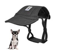Pawaboo Dog Baseball Cap - Upgraded Elastic Ear Holes - Adjustable Dog Outdoor Sport Sun Protection Baseball Hat Cap Visor Sunbonnet Outfit for Small Medium Large Dogs, Small, Black