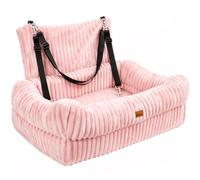 Pawaboo Dog Car Seat Bed, Memory Foam Booster for Medium/Large Dogs, Pink