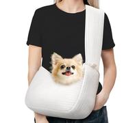 Pawaboo Dog Carrier Sling, Hand Free Dog Papoose Carriers with Widen Strap Safety Leash, Puppy Sling Pouch Carrier for Puppies & Cats, Dog Carrier Sling for Walk Trip Outdoors (Up to 10lbs, White)