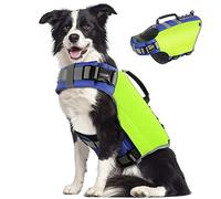 Pawaboo Dog Life Jacket, Reflective Dog Safety Vest Adjustable Pet Life Preserver with Strong Buoyancy & Sturdy Rescue Handle, Ripstop Dogs Lifesaver Vests for Swimming, Boating - Bright Yellow, L