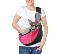 Pawaboo Dog Sling Carrier, Dog Papoose with Zipper Touch Pocket, Hand Free Breathable Mesh Puppy Carrier, Crossbody Satchel Dog Purse with Adjustable Strap for Outdoor Travel, Pink, Small