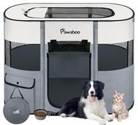 Pawaboo Foldable Pet Playpen, Cat Dog Playpen, Portable Dog Cage Exercise Kennel Crate with Waterproof Oxford, Puppy Pen Indoors/Outdoors Pet Tent Fence 80×60×55cm