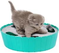 Pawaboo Interactive Cat Toy with Running Mouse, Automatic Track Kitten Toy | Electronic Motion Cat Toy for Indoor Cats, Pop and Play Hide S ats Toys Hunting Mouse for Kitty Play Exercise, Lake Blue