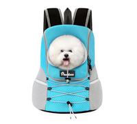 Pawaboo Pet Backpack Dog Carry Bag for Small Medium Dogs and Cats, Breathable and Comfortable Pet Portable Travel Bag with Safety Strips for Hiking Travel Outdoors, Blue, L