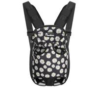 Pawaboo Pet Carrier Backpack, Adjustable Pet Front Cat Dog Carrier Backpack Travel Bag, Legs Out, Easy-Fit for Traveling Hiking Camping for Small Medium Dogs, Medium Size, Black Daisy