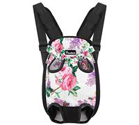 Pawaboo Pet Carrier Backpack, Adjustable Pet Front Cat Dog Carrier Backpack Travel Bag, Legs Out, Easy-Fit for Traveling Hiking Camping for Small Medium Dogs Cats Puppies, Medium, Flowers