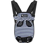 Pawaboo Pet Carrier Backpack, Adjustable Pet Front Cat Dog Carrier Backpack Travel Bag, Legs Out, Easy-Fit for Traveling Hiking Camping for Small Medium Dogs Cats Puppies, Large, Blue & White Stripes