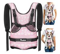 Pawaboo Pet Dog Front Carrier Backpacks, Legs Out Pet Carrier Backpack, Adjustable Easy-fit Dog Chest Carriers for Small Medium Dogs Hands Free for Travel Hiking Cycling Camping, M, Pink Daisy