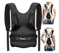 Pawaboo Pet Dog Front Carrier Backpacks, Legs Out Pet Carrier Backpack for Dogs, Adjustable Easy-fit Dog Chest Carriers for Small Medium Dogs Hands Free for Travel Hiking Cycling Camping, M, Black