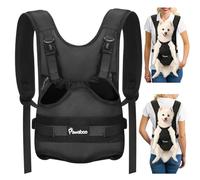 Pawaboo Pet Dog Front Carrier Backpacks, Legs Out Pet Carrier Backpack for Dogs, Adjustable Easy-fit Dog Chest Carriers for Small Medium Dogs Hands Free for Travel Hiking Cycling Camping, L, Black