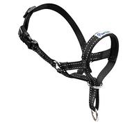 Pawaboo Pet Dog Muzzle in Reflective Nylon Adjustable and Soft Anti-Bite Buckle for Dog Head Collar Mouth Medium Size - Black