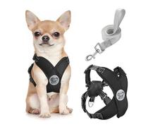 Pawaboo Puppy Harness and Lead Sets, Small Dog Harness X-Frame No Pull No Choke, Dog Vest Harness Adjustable for Small Medium Sized Dogs, Soft Breathable Pet Harness Walking Outing Outing (S, Black)