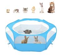 Pawaboo Small Animal Playpen with Zippered Cover, Sky Blue
