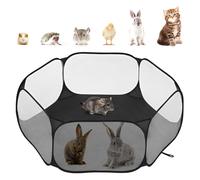 Pawaboo Small Animals Playpen, Waterproof Small Pet Cage Tent with Strong Steel Wire Frame, Portable Outdoor Yard Fence for Chick/Kitten/Puppy/Guinea Pig/Rabbits/Hamster/Chinchillas, Black
