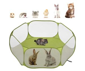 Pawaboo Small Animals Playpen, Waterproof Small Pet Cage Tent with Strong Steel Wire Frame, Portable Outdoor Yard Fence for Chick/Kitten/Puppy/Guinea Pig/Rabbits/Hamster/Chinchillas, Green