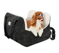 Pawaboo Small Dog Car Seat & Extra Soft Bed & Travel Carrier for Small Dogs, Puppy Seat with Fixed Buckle & Safety Leash, Thickened Bed, Up to 25lbs, Black