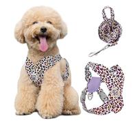 Pawaboo Small Dog Harness and Leash Set, Puppy Harness X-Frame No Pull No Choke, Dog Vest Harnesses Adjustable for Small Medium Sized Dogs,Soft Breathable Pet Harnesses, M, Pink Leopard
