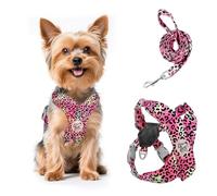 Pawaboo Small Dog Harness and Leash Set, Puppy Harness X-Frame No Pull No Choke, Dog Vest Harnesses Adjustable for Small Medium Sized Dogs,Soft Breathable Pet Harnesses, XS, Magenta Leopard